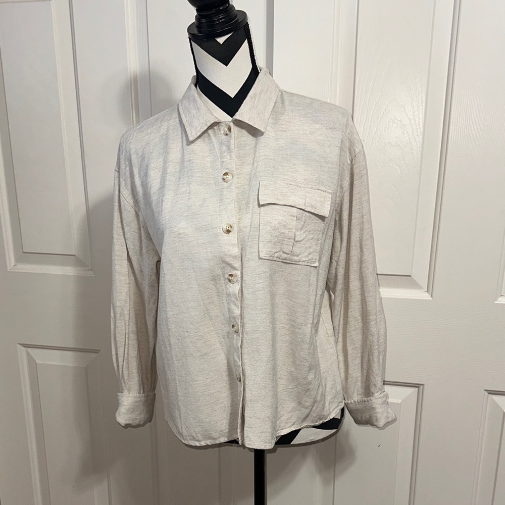 All:row Cream Button-Up Shirt